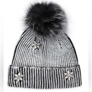 Stunning metallic silver and black beanie